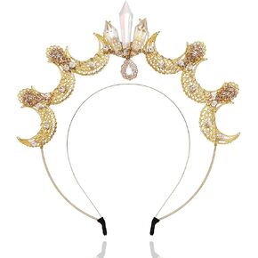 سابق القمر مريم العذراء هالة تاج الذهب بريزم كريستال آلهة هالو عقال عيد الهالوين التقاط الصور حجر الراين قطرة الماء هالة خوذة للنساء والفتيات in Kuwait