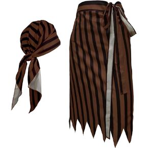 Women Pirate Striped Wrap Skirt bandana, Vikings Cosplay Medieval Costume Renaissance Headband Accessories for Party