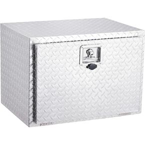 Garvee 24 Inch Heavy Duty Aluminum Tool Underbody Box, Waterproof Square Truck Storage Organizer Chest for Pick Up Truck Bed, Rv Trailer With T-Handle Latch and a Mesh Pocket, Silver