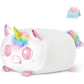 Glow Guards Stackable Original 16-Inch Unicorn Plush Pillow Cute Unicorn Stuffed Animal Soft Unicorn Plush Toy， Birthday Unicorn Gift for Boys Girls Kids,White Unicorn