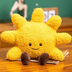 Sun Shaped Plush Pillow,Smiling fun filled sun, stars, moon, cloud shaped plush toys for home decoration, as birthday gifts for Children and girls (Moon)
