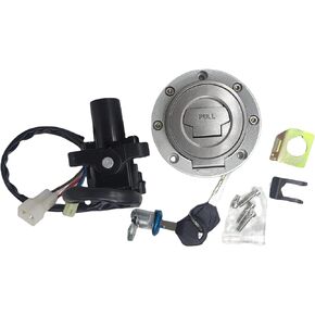 RAYANA Ignition Switch+Gas Fuel Tank Cap+Seat Lock+Keys Compatible For Yamaha YZF R1 R6 R6S FZ6 FJR1300 Ignition Switch Fuel Gas Cap Cover Seat Lock Key Set