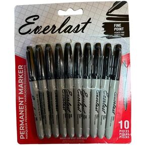 Everlast Permanent Marker, Fine Point, Black - Pack of 10 Merchandise Sticker.