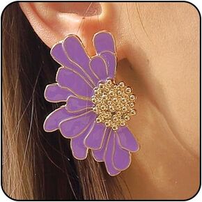 Flower Earrings for Women Big Statement Earrings for Women Floral Earrings Daisy Earrings Pink Gold Silver Orange Black White Flower Stud Earrings Summer Spring Fancy Earrings