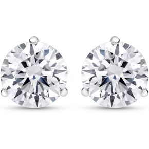 1/4-2 Carat Total Weight Round Diamond Stud Earrings 3 Prong Martini Push Back (H-I Color SI2-I1 Clarity)