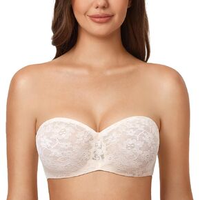 DELIMIRA Women's Multiway Lace Strapless Bra Unlined Underwire Non-Silicone