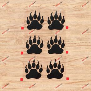 Bear Paws Prints Tracks Hunting Vinyl Decal Sticker - 6 Pack Black, 3 Inches - for Car Boat Laptop Cup 08270