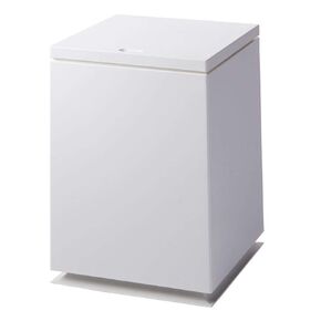 Modern Waste Basket - 1.85 Gal/7L Square Shape Trash Bin - Pop Open Trash Can with Lid - White Bathroom Trash Can - Push Top Kitchen Garbage Can - Home/Office Trash Can with Removable Liner Bucket