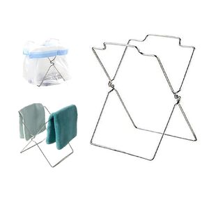 Grocery Bag Holder-Stainless Steel Foldable - Ideal for Kitchen Office and Outside -Garbage Support Rack with Towel Hanging Rod -Large in Saudi Arabia