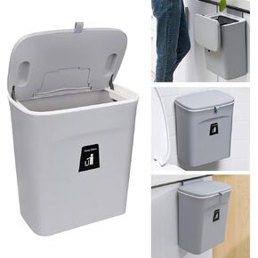 سلة المهملات المعلقة سعة 2.4 جالون مع غطاء، وخزانة المطبخ، وصندوق السماد الموجود أسفل المغسلة، ودلو السماد الداخلي القابل للتركيب للحمام في الخزانة (رمادي) in Kuwait