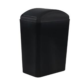 16 Liter Plastic Trash Can, Swing Top Garbage Bin Wastebasket (White)