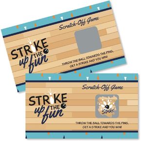 Big Dot of Happiness Strike Up The Fun - Bowling - Birthday Party or Baby Shower Party Game Scratch Off Cards - 22 Count
