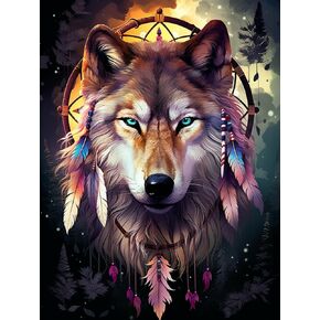 Eiflow Diamond Craft Painting Art Kits for Adults Wolf, Paint by Diamond Gem Art Kits Full Drill Embroidery Mosaic Making (12"x16")