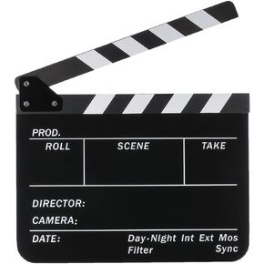 Acrylic Clapboard 9.6x11.7" /25x30cm Dry Erase Director Film Movie Clapper Board Slate - Black