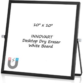 سبورة بيضاء لسطح المكتب مقاس 10 بوصة × 10 بوصة، ممحاة جافة صغيرة مغناطيسية على الوجهين، حامل لوحة بيضاء، يمكن عكسها 360 درجة للقيام بقائمة المفكرة، مذكرة محمولة على سطح الطاولة مع حامل للمنزل والمدرسة والمطبخ، إلخ. in Kuwait
