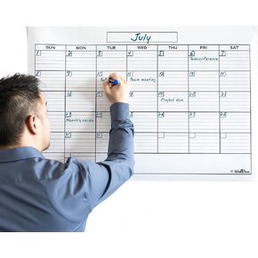 WallDeca Monthly Dry Erase Wall Calendar Planner Whiteboard: Wipe Off Erasable Calendar | Use in Classroom, Office, Home, Kitchen! (24 x 36 Inch)