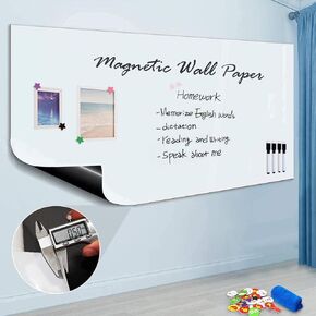 Magnetic Whiteboard Sticker for Wall/Door, 36" x 24" Large Self Adhesive White Board Wallpaper, Whiteboard Contact Paper, Large Dry Erase Sheet/Film for Office/Home/School