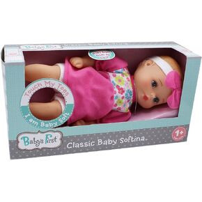Baby's First Bathtime Baby Softina in Pink & Floral Jumper with Matching Headband and Feel So Real Skin - Safe for Children 1 Year & Up