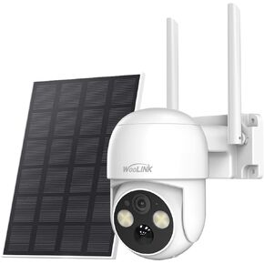 WOOLINK 4MP Solar Security Camera Wireless Outdoor, 2.5K Pan/Tilt Rechargeable Battery Powered Camera, 2.4Ghz WiFi Camera for Home Security, Motion Detection, 2-Way Talk, Color Night Vision, Cloud/SD