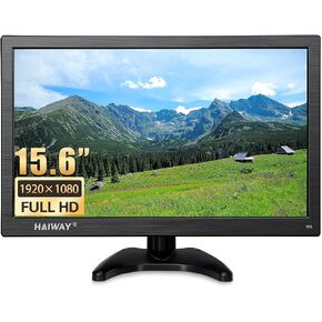 Haiway 15.6 Inch Small HDMI Monitor, 1366x768 Home Security CCTV Monitor | HDMI VGA BNC USB Input,Remote Control,Built-in Speakers,for CCTV NVR DVR Raspberry Pi,for Home Office Warehouse,VESA 75x75MM in Saudi Arabia