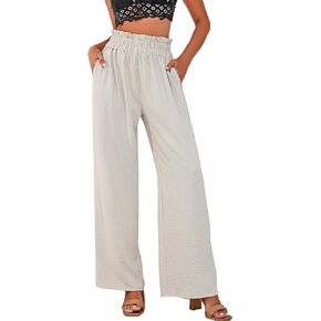 a.Jesdani Women's Pants Casual Loose High Waist Wide Leg Palazzo Pants Trousers with Pockets,S-2XL