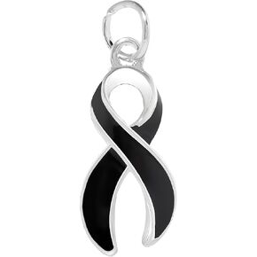 Black Ribbon Charms for Melanoma, Skin Cancer and Black Lives Matter Awareness - Perfect Jewelry Making, Bracelets, Necklaces, DIY Projects, Support Groups, Fundraisers, and More!