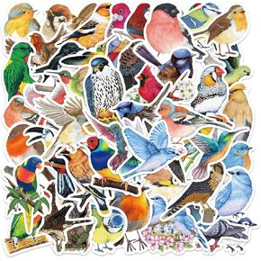 50PCS Bird Aesthetic Stickers for Kids Teens Adults, Parrot, Pigeon Vinyl Waterproof Stickers for Water Bottles, Laptop, Scrapbook, Luggage, Phone, Skateboard, Animal Party Supplies (Bird)