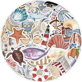 Sailing Beacon Stickers, 50PCs, Ocean Lighthouse Stickers, Aesthetic Vinyl Sealife Stickers and Decals, Cute Cool Laptop Water Bottle Stickers,Famnaer Sticker Machine Stickers for Hydro Flask, Car, Planner, Skateboard, Stickers for Kids, Toddlers, Adults,