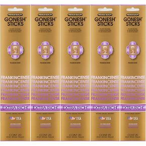 Gonesh Incense Sticks Extra Rich Collection - Frankincense 5 Packs (100 Total)