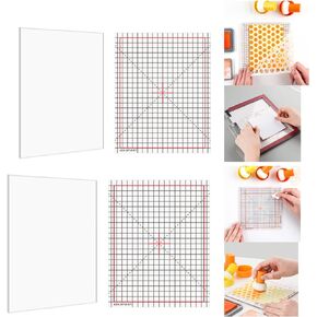 6Pcs/Set 6.5x8.5inch Multi-Use Non-Slip Sticky Mats Fit in Stamp Positioning Tool Set,Photopolymer Grip Mat with Printed Guides in Placeholding Stencil in Place Crafts Scrapbooking Fixed Mat.