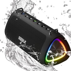 Bluetooth Speakers, 80W Powerful Portable Wireless Speaker Outdoor IPX7 Waterproof, TF Card, USB Flash Drive, AUX for Party, Pool with EQ, Mic, Mixed Color Light and Charge Out