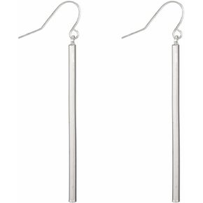 Minimalist Vertical Bar Dangle Drop Earrings Gold Silver Plated Vintage Simple Long Thin Cube Line Stick Geometric Lightweight Earrings for Women Teen Girls Birthday Christmas Party Fashion Jewelry Gifts