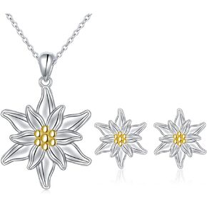 مجموعة قلادة قلادة Edelweiss من FLYOW ومجموعة أقراط Edelweiss المرصعة