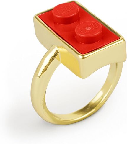 Golden Hug Gold Plated Ring. Aesthetic & Cute with a Original Coral Brick Piece. Ring adjustable from 6 to 8 Size. Unique, Original Design for a great gift for Women by Re-Do Bricks® (Bright Coral) in Saudi Arabia