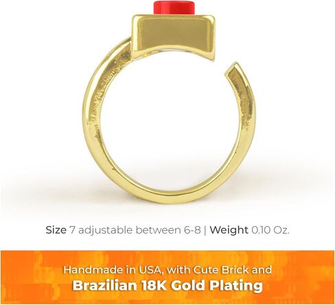 Golden Hug Gold Plated Ring. Aesthetic & Cute with a Original Coral Brick Piece. Ring adjustable from 6 to 8 Size. Unique, Original Design for a great gift for Women by Re-Do Bricks® (Bright Coral) in Saudi Arabia