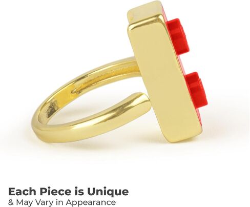 Golden Hug Gold Plated Ring. Aesthetic & Cute with a Original Coral Brick Piece. Ring adjustable from 6 to 8 Size. Unique, Original Design for a great gift for Women by Re-Do Bricks® (Bright Coral) in Saudi Arabia