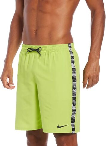 Nike Swim Men's Logo Tape 9" Volley Shorts, Atomic Green/Black-White, Small in Saudi Arabia