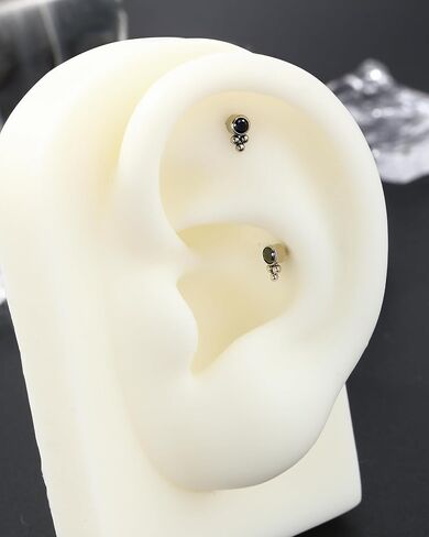 G23 Solid Titanium Cartilage Earrings Stud 16G Black CZ Helix Tragus Earrings for Women Internally Threaded Helix Medusa Tragus Piercing Jewelry in Saudi Arabia