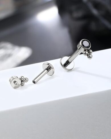 G23 Solid Titanium Cartilage Earrings Stud 16G Black CZ Helix Tragus Earrings for Women Internally Threaded Helix Medusa Tragus Piercing Jewelry in Saudi Arabia