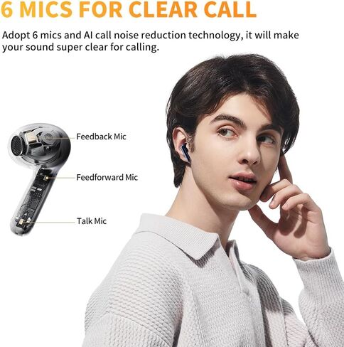 سماعات أذن QCY AilyBuds PRO+ اللاسلكية المتكيفة مع خاصية إلغاء الضوضاء النشطة، سماعات أذن لاسلكية LDAC&Hi-Res مدمجة في 6 ميكروفونات، اتصال متعدد النقاط، مقاومة للماء IPX5، سماعات بلوتوث 5.3 in Kuwait