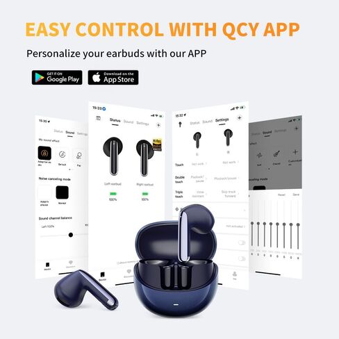 سماعات أذن QCY AilyBuds PRO+ اللاسلكية المتكيفة مع خاصية إلغاء الضوضاء النشطة، سماعات أذن لاسلكية LDAC&Hi-Res مدمجة في 6 ميكروفونات، اتصال متعدد النقاط، مقاومة للماء IPX5، سماعات بلوتوث 5.3 in Kuwait
