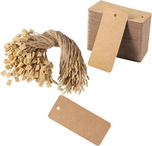 200 Set Clothing Tags Large Price Tags with String Gift Tags 3.5’’x1.6’’ Paper Hang Tags for Clothes Arts and Crafts Display(Black) in Kuwait