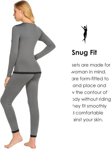 Ekouaer 2 Packs Thermal Underwear Sets Long Johns Base Layer Lightweight Thermals 2 Pieces Set Black/Grey M in Saudi Arabia