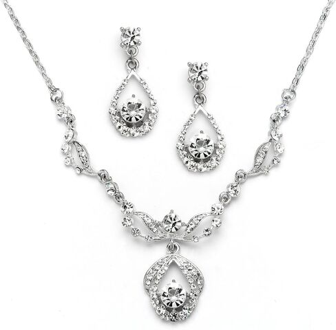 مجموعة مجوهرات الزفاف من Mariell Vintage Crystal قلادة وأقراط للعرائس ووصيفات العروس والحفلات الراقصة in Kuwait