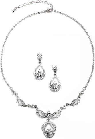مجموعة مجوهرات الزفاف من Mariell Vintage Crystal قلادة وأقراط للعرائس ووصيفات العروس والحفلات الراقصة in Kuwait
