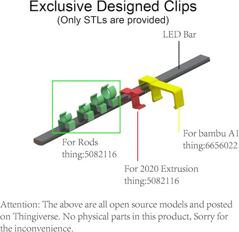 شريط إضاءة LED ملحق للطابعة ثلاثية الأبعاد، قطعتين 5 وات 6000 كلفن. هيكل من الألومنيوم لكابل USB، مع مجموعة متنوعة من طرق التثبيت (ملفات STL)، لترقية المرفقات in Kuwait