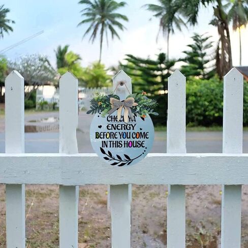 Front Door Welcome Sign Outdoor Funny Porch Sign Check Your Energy Before You Enter This House Housewarming Gift Elegant Wreath Decorations Farmhouse Wall Decorations 12x12 Inches in Kuwait