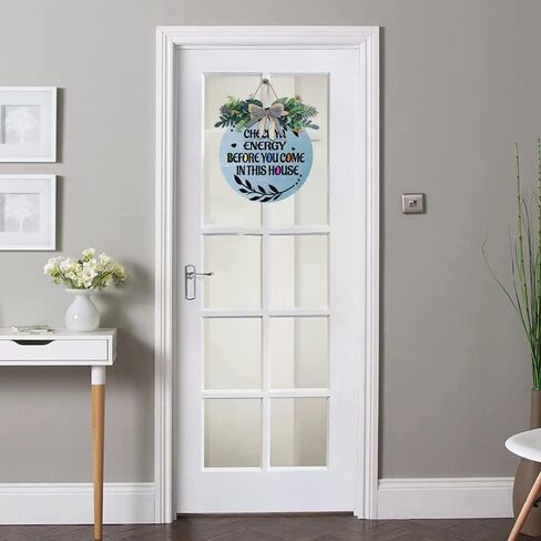 Front Door Welcome Sign Outdoor Funny Porch Sign Check Your Energy Before You Enter This House Housewarming Gift Elegant Wreath Decorations Farmhouse Wall Decorations 12x12 Inches in Kuwait