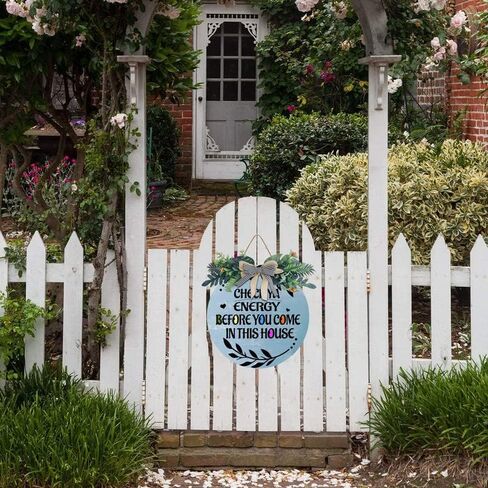 Front Door Welcome Sign Outdoor Funny Porch Sign Check Your Energy Before You Enter This House Housewarming Gift Elegant Wreath Decorations Farmhouse Wall Decorations 12x12 Inches in Kuwait