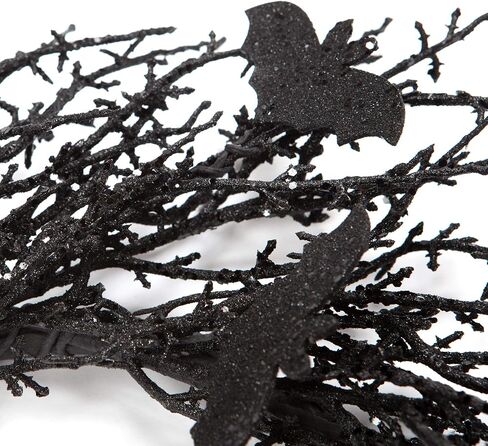 18 Inch Black Halloween Wreath Bat Wreath Door Wreath with Glitter Bats Decorations Halloween Party Decorations Halloween Ornament in Saudi Arabia